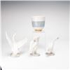 Image 2 : Lladro Porcelain Group of Three Geese and a Privilege Gold Footed Vessel