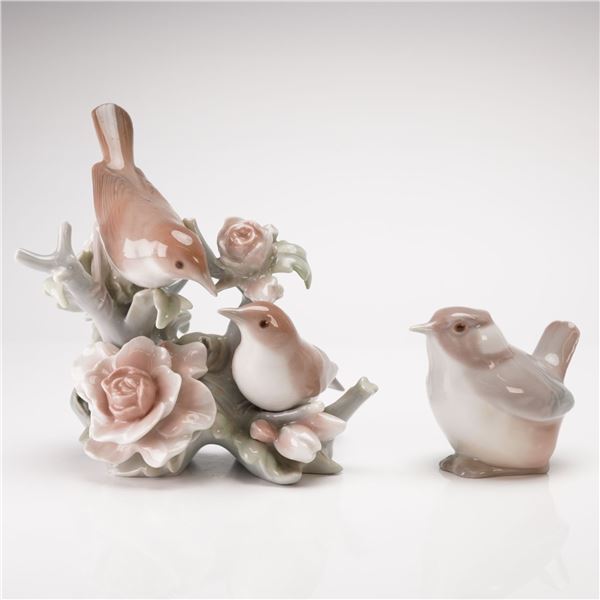 2pc Lladro Figurines, Couple of Nightingales 1001228 and Bird 1001053