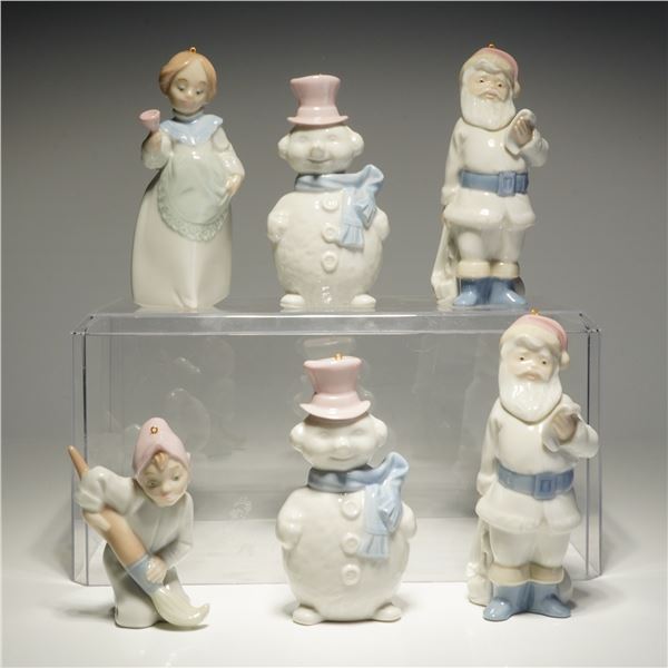 Collection of Six Lladro Porcelain Christmas Ornaments