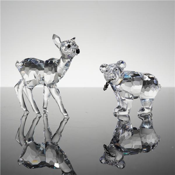 Swarovski, 2pc Crystal Figurines Grizzly Cub 261925 and Fawn 235045