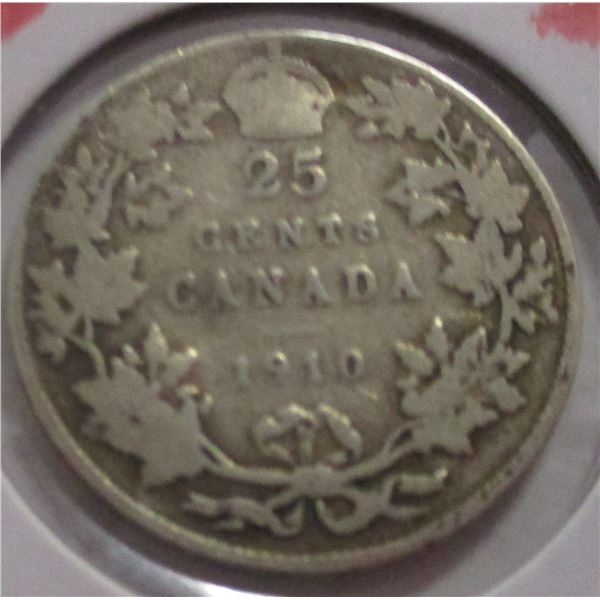 1910 CANADA KING EDWARD VII SILVER QUARTER