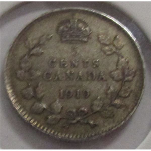 1919 CANADA KING GEORGE V SILVER FIVE CENT