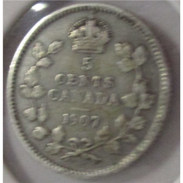 1907 CANADA KING EDWARD VII SILVER FIVE CENT