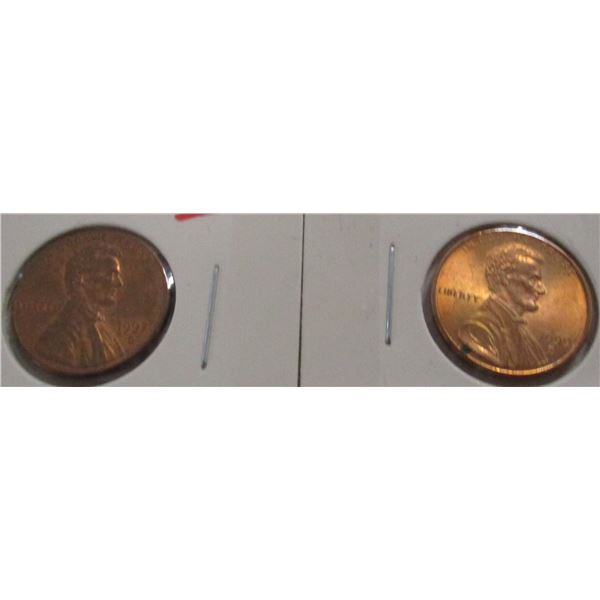 1992, 1999 & 2000 UNCIRCULATED END OF USA LINCOLN PENNIES