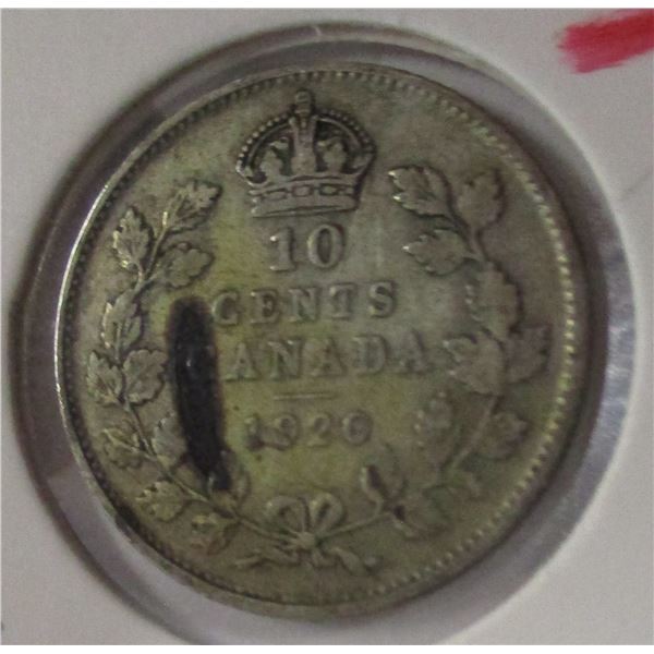 1920 CANADA KING GEORGE V SILVER DIME