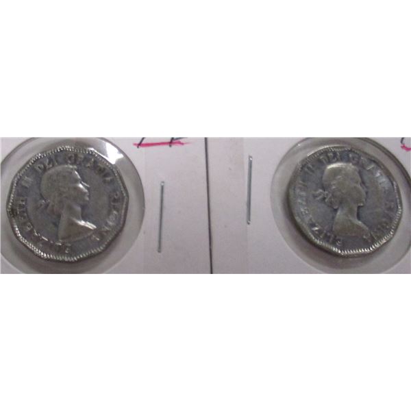 1953 NO SHOULDER STRAP & 1953 SHOULDER STRAP CANADA NICKELS