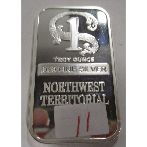 TROY OUNCE .999 FINE SILVER BAR (SOLD AS IS - NOT TESTED - SILVER CONTENT NOT VERIFIED)