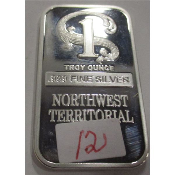 TROY OUNCE .999 FINE SILVER BAR (SOLD AS IS - NOT TESTED - SILVER CONTENT NOT VERIFIED)