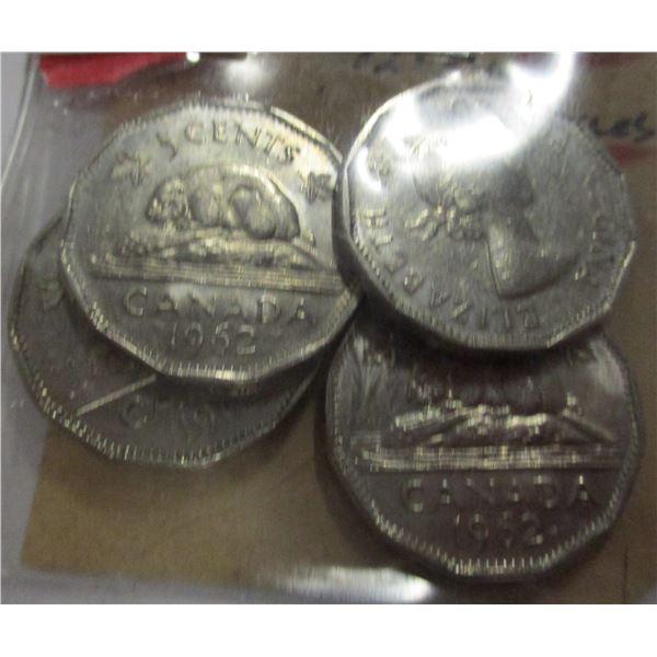 1962 LOT OF 4 - 12 SIDED CANADA NICKELS