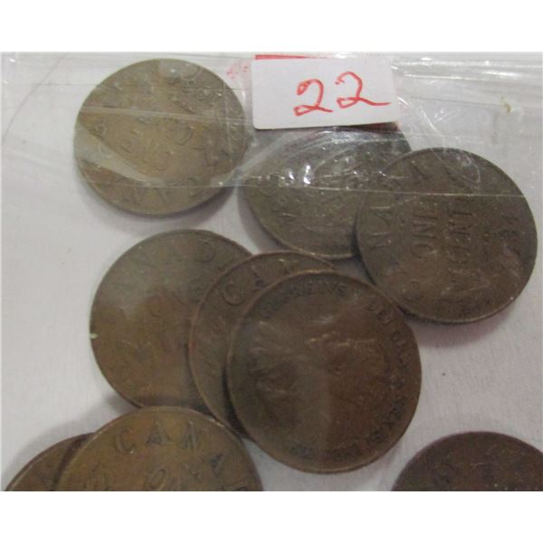 LOT OF 10 - 1932, 1933 & 1934 CANADA KING GEORGE V PENNIES