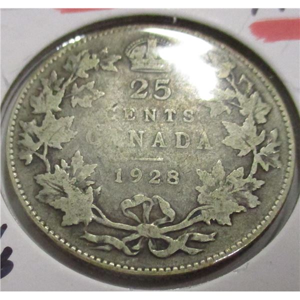 1928 CANADA KING GEORGE V SILVER QUARTER