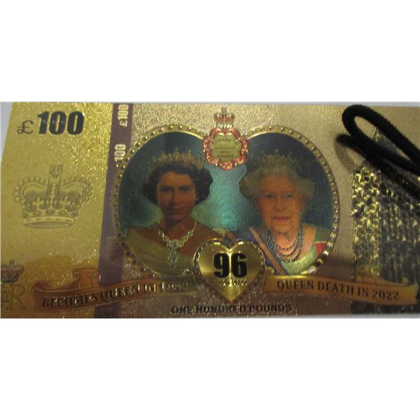 1952 - 2022 QUEENS DEATH 100 FRANC BANK NOTE (NOT LEGAL TENDER)