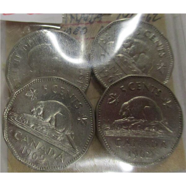 1961 - 1962 LOT OF 12 SIDED CANADA NICKELS