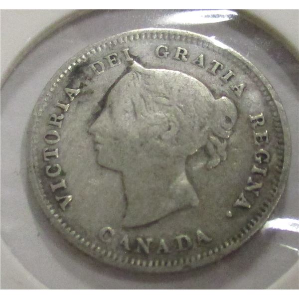 1880H CANADA VICTORIAN SILVER FIVE CENT