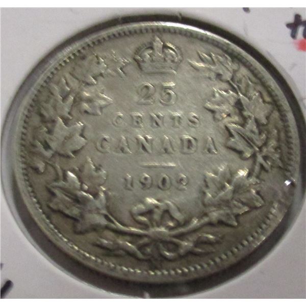 1902H CANADA KING EDWARD VII SILVER QUARTER