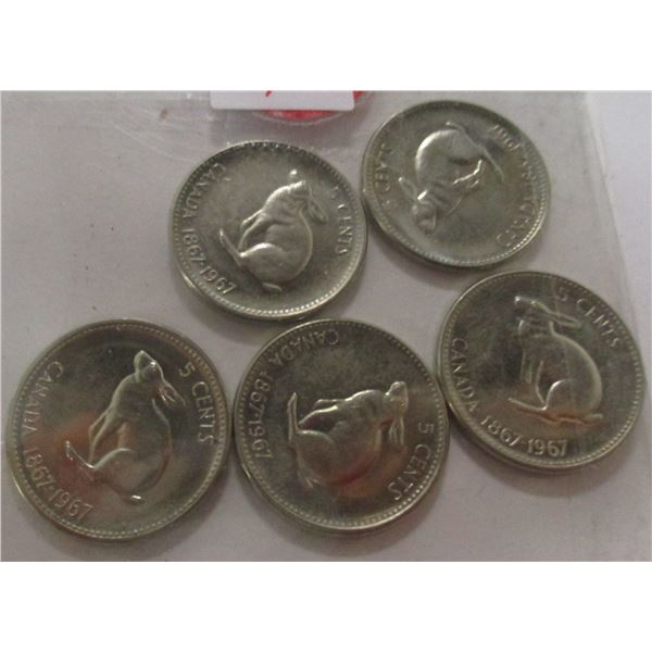 1867 - 1967 LOT OF CANADA RABBIT NICKELS