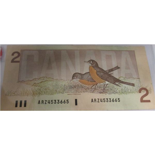 1986 LAST OF BIRD SERIES CANADA $2 BILL