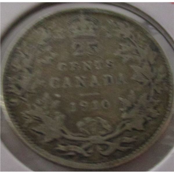 1910 CANADA KING EDWARD VII SILVER QUARTER