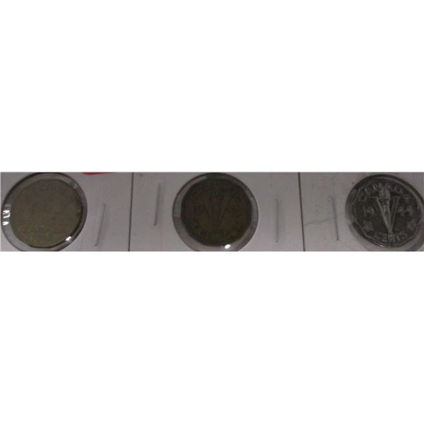 1942 WORLD WAR, 1943 VICTORY & 1944 CANADA VICTORY NICKELS