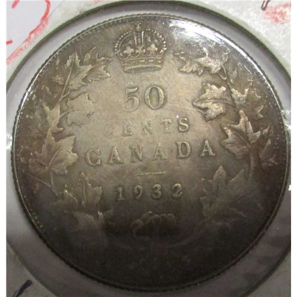1932 CANADA KING GEORGE V SILVER HALF DOLLAR