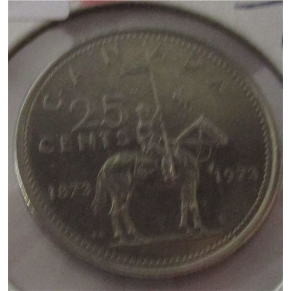 1873 - 1973 CH/BU RCMP CANADA QUARTER
