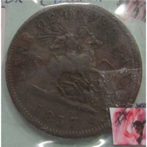 1867 BANK OF UPPER CANADA LARGE PENNY TOKEN