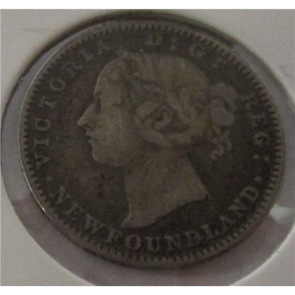 1882 H VICTORIAN NEWFOUNDLAND VF GRADE SILVER DIME