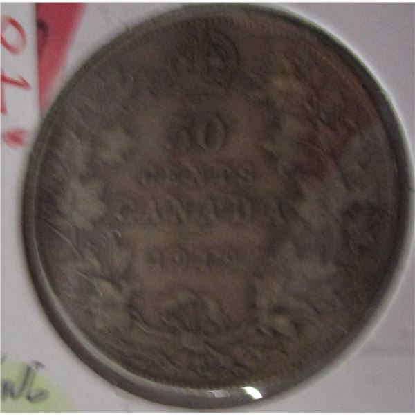 1919 CANADA KING GEORGE V SILVER HALF DOLLAR