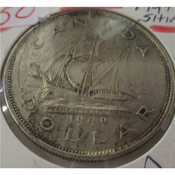 1949 CANADA KING GEORGE VI SILVER SHIP DOLLAR