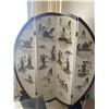 Image 1 : Large Rounded Wooden 3-D Asian 4-Panel Folding Screen w/ Lion Feet 71" Dia (hinges need repair)