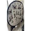 Image 2 : Large Rounded Wooden 3-D Asian 4-Panel Folding Screen w/ Lion Feet 71" Dia (hinges need repair)