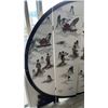 Image 3 : Large Rounded Wooden 3-D Asian 4-Panel Folding Screen w/ Lion Feet 71" Dia (hinges need repair)