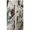 Image 7 : Large Rounded Wooden 3-D Asian 4-Panel Folding Screen w/ Lion Feet 71" Dia (hinges need repair)