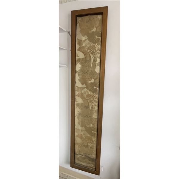 Large Rectangular Asian Scroll Artwork in Glass Door Frame 17" x 80"