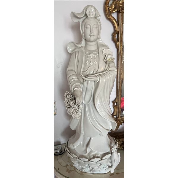 Large Porcelain Guanyin Statue 16" Dia, 38"H (heavy)