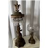 Image 1 : Metal Table Lamp w/ Cherub & Crystals & Cut Glass Bowl on Stand, Misc Sizes  (doesn't power on - may
