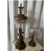 Image 2 : Metal Table Lamp w/ Cherub & Crystals & Cut Glass Bowl on Stand, Misc Sizes  (doesn't power on - may