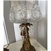 Image 7 : Metal Table Lamp w/ Cherub & Crystals & Cut Glass Bowl on Stand, Misc Sizes  (doesn't power on - may