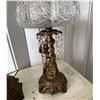 Image 8 : Metal Table Lamp w/ Cherub & Crystals & Cut Glass Bowl on Stand, Misc Sizes  (doesn't power on - may