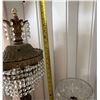Image 9 : Metal Table Lamp w/ Cherub & Crystals & Cut Glass Bowl on Stand, Misc Sizes  (doesn't power on - may