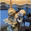Image 3 : Large Table Lamp w/ 2 Cherub Angels & Shade w/ Crystal Fringe 10" Dia, 40"H (may be missing crystals