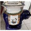 Image 1 : Large Ceramic Blue Elephant Plant Stand  10" x 19" x 23"H (heavy)