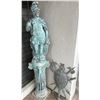 Image 1 : Large Warrior Statue w/ Patina on Stand & Metal Shield Wall Hanging, Misc Sizes (heavy)