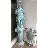Image 2 : Large Warrior Statue w/ Patina on Stand & Metal Shield Wall Hanging, Misc Sizes (heavy)