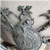 Image 6 : Large Warrior Statue w/ Patina on Stand & Metal Shield Wall Hanging, Misc Sizes (heavy)