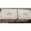 Image 2 : Qty 2 Nightstands w/ Floral Design, Drawer, Cabinet & Glass Top 22" x 16" X 25"H