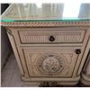 Image 3 : Qty 2 Nightstands w/ Floral Design, Drawer, Cabinet & Glass Top 22" x 16" X 25"H