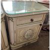 Image 4 : Qty 2 Nightstands w/ Floral Design, Drawer, Cabinet & Glass Top 22" x 16" X 25"H