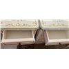 Image 5 : Qty 2 Nightstands w/ Floral Design, Drawer, Cabinet & Glass Top 22" x 16" X 25"H