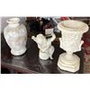 Image 10 : Qty 2 White Ceramic Vases & 1 Cherub Playing Violin (finger broken) Misc Sizes